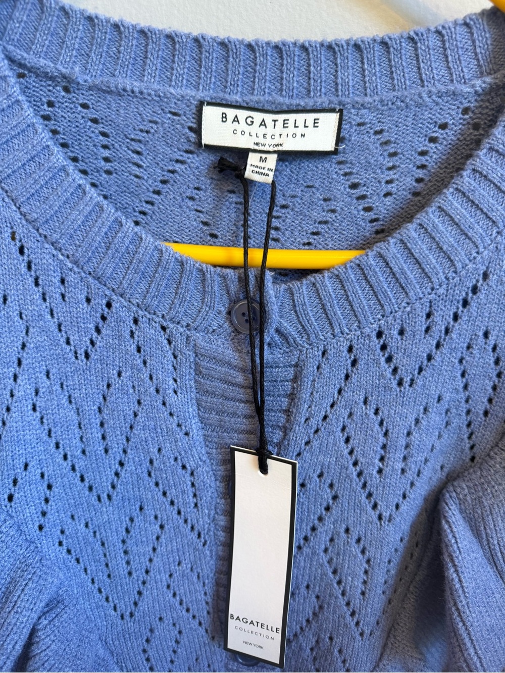bagatelle Lavender Blue Ruffle Pointelle Cardigan - Picture 2 of 5